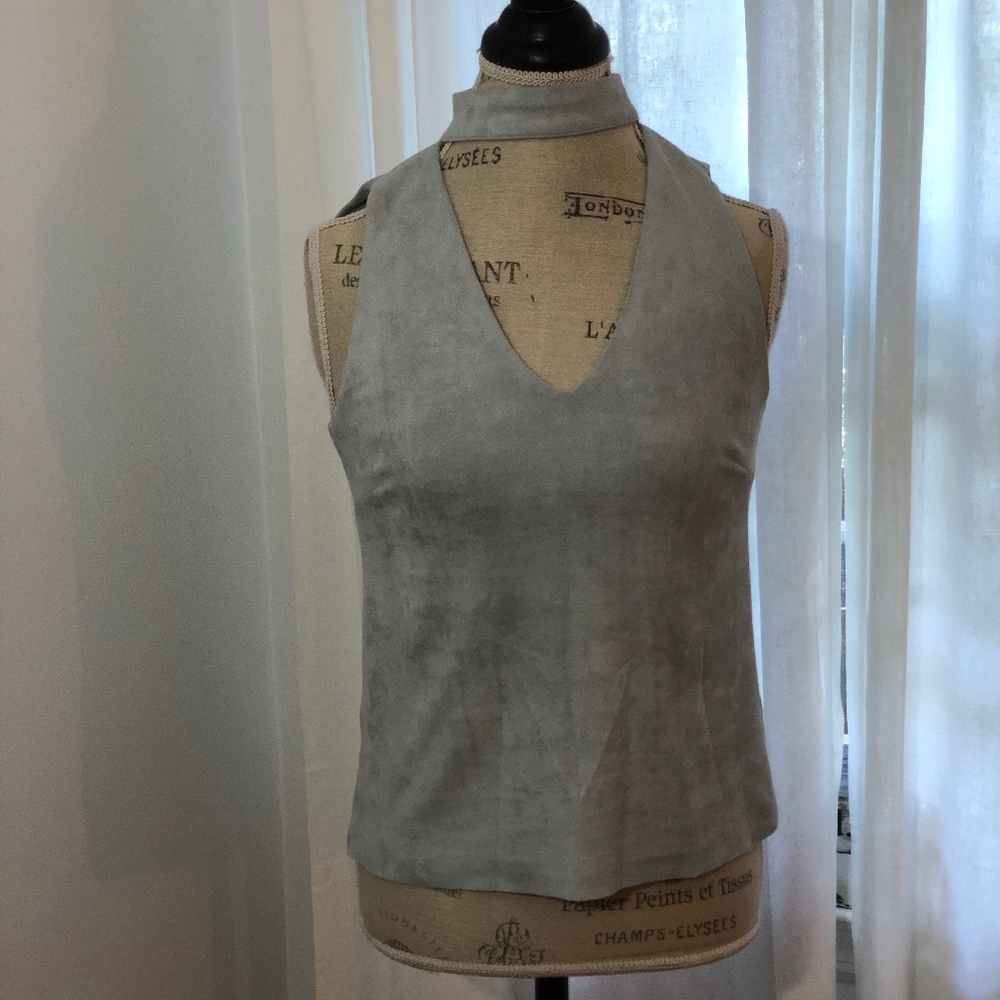 Design Lab Light Blue Suede Top